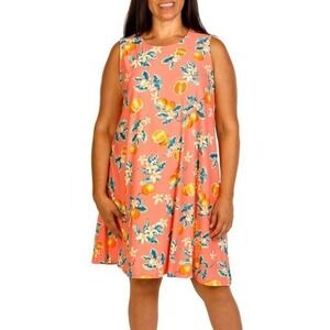Allison Brittney Fruit Floral Shift Dress Plus 1X Citrus Print Swing Summer NWT